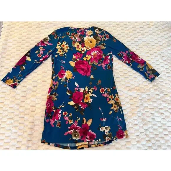 My Bump - Maternity Teal & Floral 3/4 Sleeve Pleated Top (Small)*BRAND NEW/NWT* - Picture 3 of 7